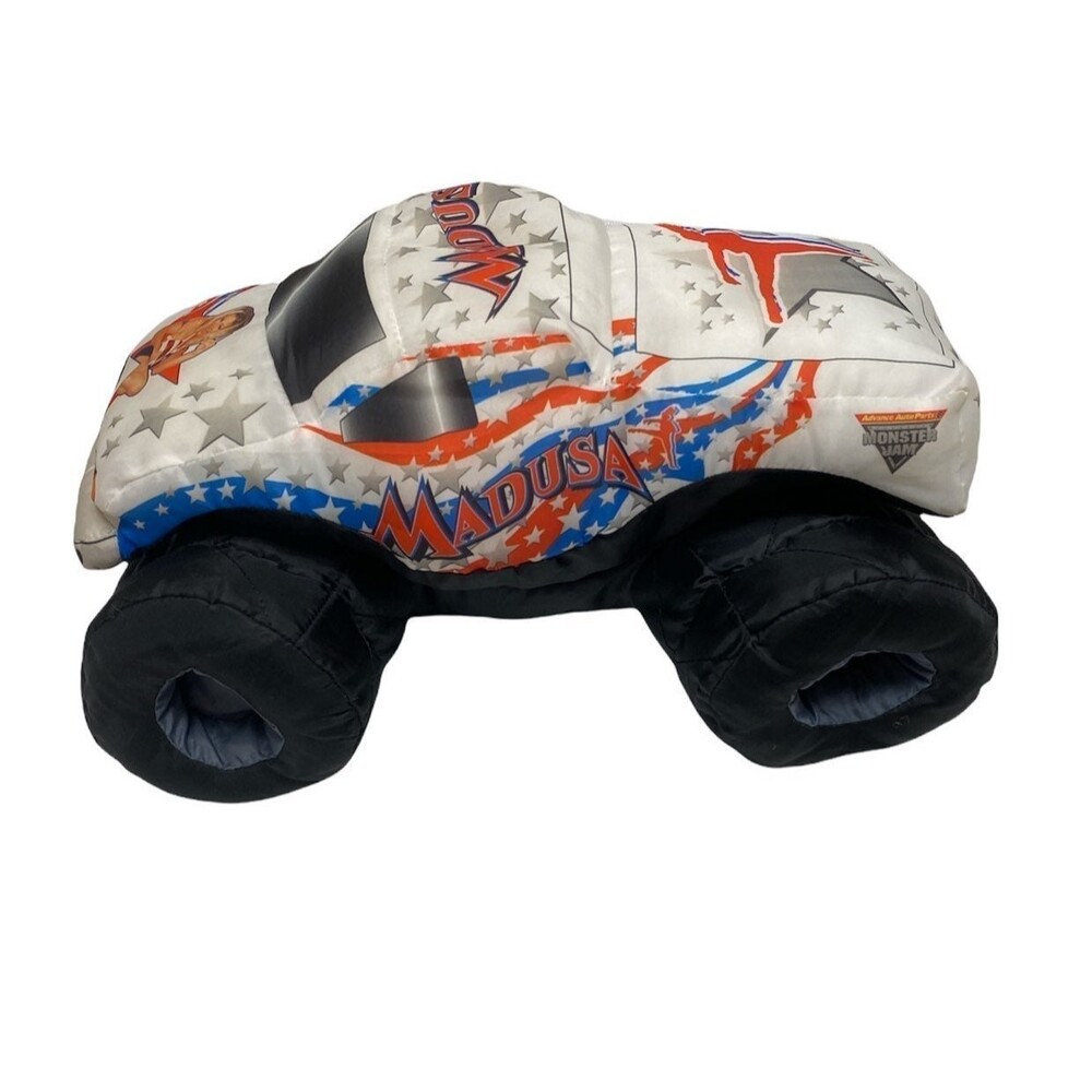 Monster Jam Plush Madusa Truck 10" Toy Retired 2000s Red White Blue